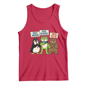 No Wars No Ice No Kings Animal Protest Tank Top Frog Penguin Bear Resist Human Rights Activist TS02 Red Print Your Wear