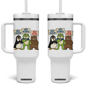 No Wars No Ice No Kings Animal Protest Tumbler With Handle Frog Penguin Bear Resist Human Rights Activist TS02 One Size: 40 oz White Print Your Wear