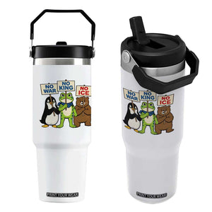 No Wars No Ice No Kings Animal Protest Flip Straw Tumbler Frog Penguin Bear Resist Human Rights Activist TS02 One Size: 30 oz White Print Your Wear