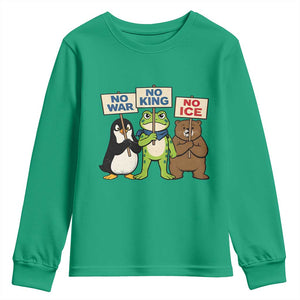 No Wars No Ice No Kings Animal Protest Youth Sweatshirt Frog Penguin Bear Resist Human Rights Activist TS02 Irish Green Print Your Wear