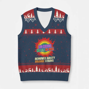 No Wars No Ice No Kings Retro Rainbow V-Neck Knit Sweater Vest Remove Nasty Orange Stains Protest Political Satire TS02 Navy Red Print Your Wear