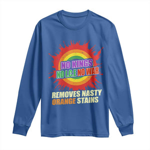 No Wars No Ice No Kings Retro Rainbow Long Sleeve Shirt Remove Nasty Orange Stains Protest Political Satire TS02 Royal Blue Print Your Wear