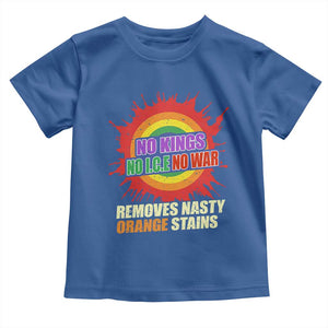 No Wars No Ice No Kings Retro Rainbow Toddler T Shirt Remove Nasty Orange Stains Protest Political Satire TS02 Royal Blue Print Your Wear