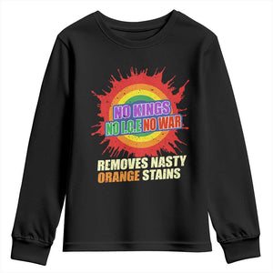 No Wars No Ice No Kings Retro Rainbow Youth Sweatshirt Remove Nasty Orange Stains Protest Political Satire TS02 Black Print Your Wear