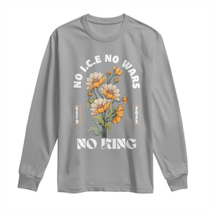 No Wars No ICE No Kings Floral Vintage Long Sleeve Shirt Retro Flower Peaceful Protest Statement TS02 Sport Gray Print Your Wear