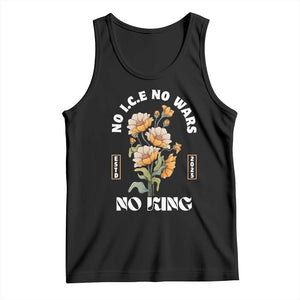 No Wars No ICE No Kings Floral Vintage Tank Top Retro Flower Peaceful Protest Statement TS02 Black Print Your Wear