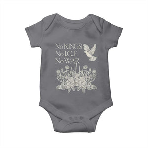 No Wars No Ice No Kings Botanical Dove Baby Onesie Peace Symbol Anti War Human Rights Protest TS02 Charcoal Print Your Wear
