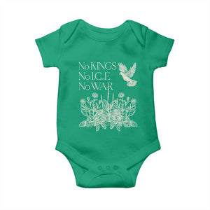 No Wars No Ice No Kings Botanical Dove Baby Onesie Peace Symbol Anti War Human Rights Protest TS02 Irish Green Print Your Wear