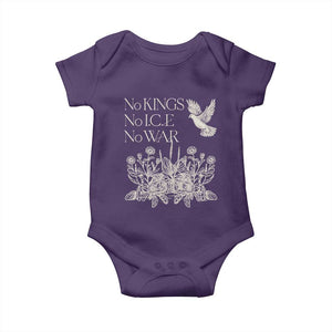 No Wars No Ice No Kings Botanical Dove Baby Onesie Peace Symbol Anti War Human Rights Protest TS02 Purple Print Your Wear