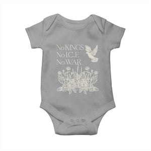 No Wars No Ice No Kings Botanical Dove Baby Onesie Peace Symbol Anti War Human Rights Protest TS02 Sport Gray Print Your Wear