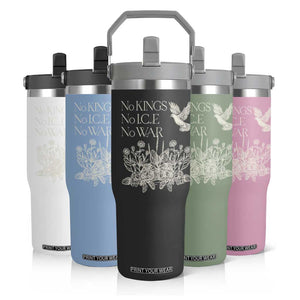 No Wars No Ice No Kings Botanical Dove Flip Straw Tumbler Peace Symbol Anti War Human Rights Protest TS02 Print Your Wear