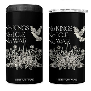 No Wars No Ice No Kings Botanical Dove 4 in 1 Can Cooler Tumbler Peace Symbol Anti War Human Rights Protest TS02 One Size: 16 oz Black Print Your Wear