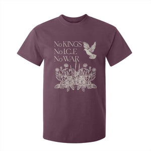 No Wars No Ice No Kings Botanical Dove T Shirt For Kid Peace Symbol Anti War Human Rights Protest TS02 Maroon Print Your Wear