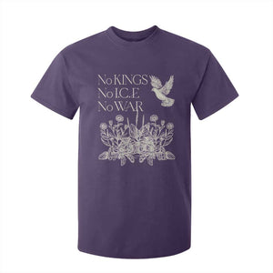No Wars No Ice No Kings Botanical Dove T Shirt For Kid Peace Symbol Anti War Human Rights Protest TS02 Purple Print Your Wear