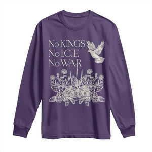 No Wars No Ice No Kings Botanical Dove Long Sleeve Shirt Peace Symbol Anti War Human Rights Protest TS02 Purple Print Your Wear
