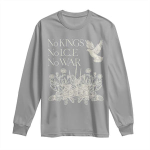 No Wars No Ice No Kings Botanical Dove Long Sleeve Shirt Peace Symbol Anti War Human Rights Protest TS02 Sport Gray Print Your Wear