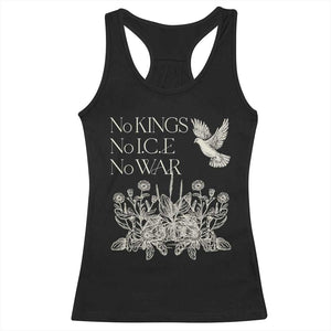 No Wars No Ice No Kings Botanical Dove Racerback Tank Top Peace Symbol Anti War Human Rights Protest TS02 Black Print Your Wear