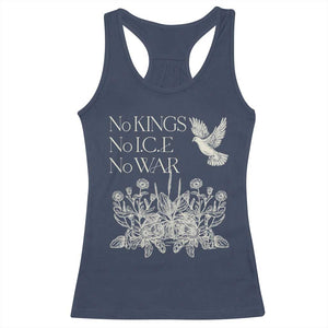 No Wars No Ice No Kings Botanical Dove Racerback Tank Top Peace Symbol Anti War Human Rights Protest TS02 Navy Print Your Wear