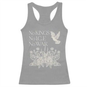 No Wars No Ice No Kings Botanical Dove Racerback Tank Top Peace Symbol Anti War Human Rights Protest TS02 Sport Gray Print Your Wear