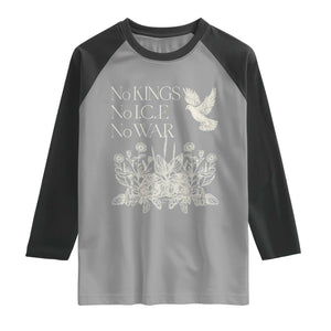 No Wars No Ice No Kings Botanical Dove Raglan Shirt Peace Symbol Anti War Human Rights Protest TS02 Sport Gray Black Print Your Wear