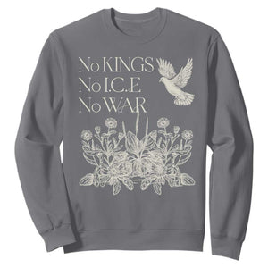 No Wars No Ice No Kings Botanical Dove Sweatshirt Peace Symbol Anti War Human Rights Protest TS02 Charcoal Print Your Wear