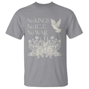 No Wars No Ice No Kings Botanical Dove T Shirt Peace Symbol Anti War Human Rights Protest TS02 Sport Gray Print Your Wear