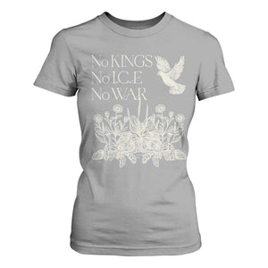 No Wars No Ice No Kings Botanical Dove T Shirt For Women Peace Symbol Anti War Human Rights Protest TS02 Sport Gray Print Your Wear