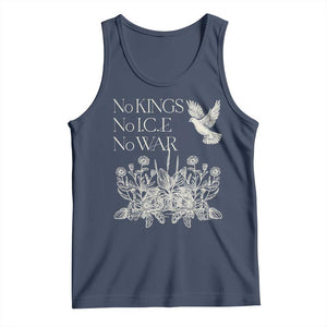 No Wars No Ice No Kings Botanical Dove Tank Top Peace Symbol Anti War Human Rights Protest TS02 Navy Print Your Wear
