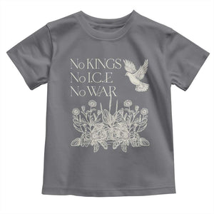No Wars No Ice No Kings Botanical Dove Toddler T Shirt Peace Symbol Anti War Human Rights Protest TS02 Charcoal Print Your Wear
