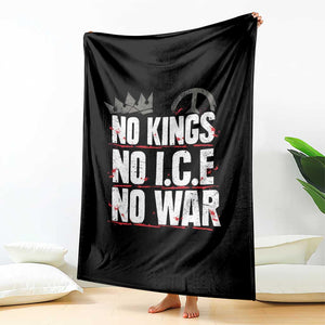No Kings No Wars No Ice Protest Distressed Throw Blanket No Crown Just Peace Anti War Freedom Supporters TS02 Print Your Wear