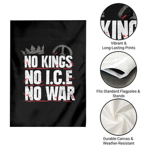No Kings No Wars No Ice Protest Distressed Garden Flag No Crown Just Peace Anti War Freedom Supporters TS02 Print Your Wear