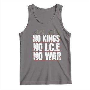 No Kings No Wars No Ice Protest Distressed Tank Top No Crown Just Peace Anti War Freedom Supporters TS02 Deep Heather Print Your Wear