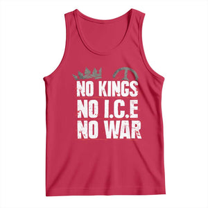 No Kings No Wars No Ice Protest Distressed Tank Top No Crown Just Peace Anti War Freedom Supporters TS02 Red Print Your Wear