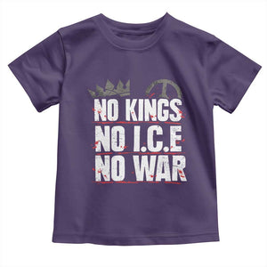 No Kings No Wars No Ice Protest Distressed Toddler T Shirt No Crown Just Peace Anti War Freedom Supporters TS02 Purple Print Your Wear