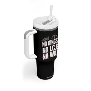 No Kings No Wars No Ice Protest Distressed Tumbler With Handle No Crown Just Peace Anti War Freedom Supporters TS02 Print Your Wear