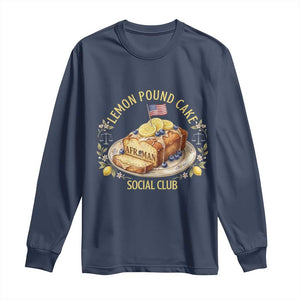 Lemon Pound Cake Social Club Long Sleeve Shirt Funny Viral Meme Dessert Parody Rap Fans TS02 Navy Print Your Wear