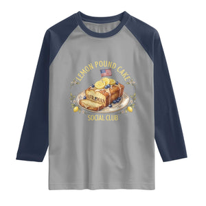 Lemon Pound Cake Social Club Raglan Shirt Funny Viral Meme Dessert Parody Rap Fans TS02 Sport Gray Navy Print Your Wear