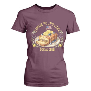 Lemon Pound Cake Social Club T Shirt For Women Funny Viral Meme Dessert Parody Rap Fans TS02 Maroon Print Your Wear