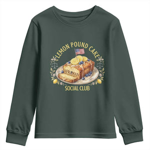 Lemon Pound Cake Social Club Youth Sweatshirt Funny Viral Meme Dessert Parody Rap Fans TS02 Dark Forest Green Print Your Wear