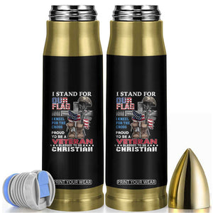 American Veteran Bullet Tumbler I Stand For Our Flag I Kneel For The Cross Blessed To Be Christian TS02 Black Print Your Wear