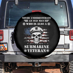 Navy Veteran Spare Tire Cover Submariner Skull American Flag TS02 No hole Black Print Your Wear