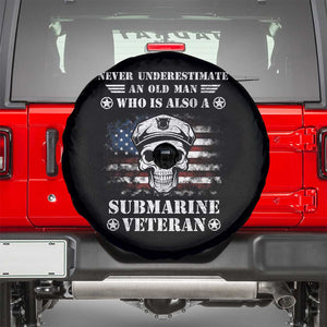 Navy Veteran Spare Tire Cover Submariner Skull American Flag TS02 Black Print Your Wear
