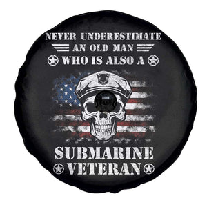 Navy Veteran Spare Tire Cover Submariner Skull American Flag TS02 Print Your Wear