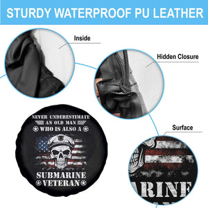 Navy Veteran Spare Tire Cover Submariner Skull American Flag TS02 Print Your Wear