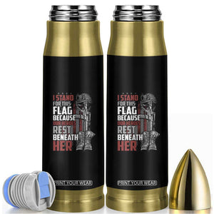 American Patriotic Bullet Tumbler I Stand For This Flag Because Our Heroes Rest Beneath Her TS02 Black Print Your Wear