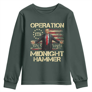Operation Midnight Hammer Youth Sweatshirt We The People 1776 American Flag TS02 Dark Forest Green Print Your Wear