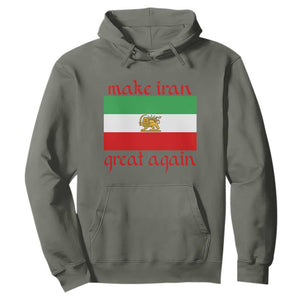 Make Iran Great Again Hoodie Vintage Lion and Sun Flag Patriotic Iranian Pride TS02 Military Green Print Your Wear