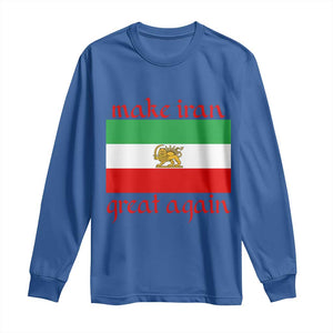 Make Iran Great Again Long Sleeve Shirt Vintage Lion and Sun Flag Patriotic Iranian Pride TS02 Royal Blue Print Your Wear
