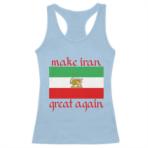 Make Iran Great Again Racerback Tank Top Vintage Lion and Sun Flag Patriotic Iranian Pride TS02 Light Blue Print Your Wear