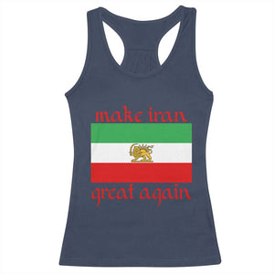 Make Iran Great Again Racerback Tank Top Vintage Lion and Sun Flag Patriotic Iranian Pride TS02 Navy Print Your Wear